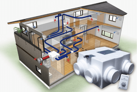 集中換気システムのイラスト